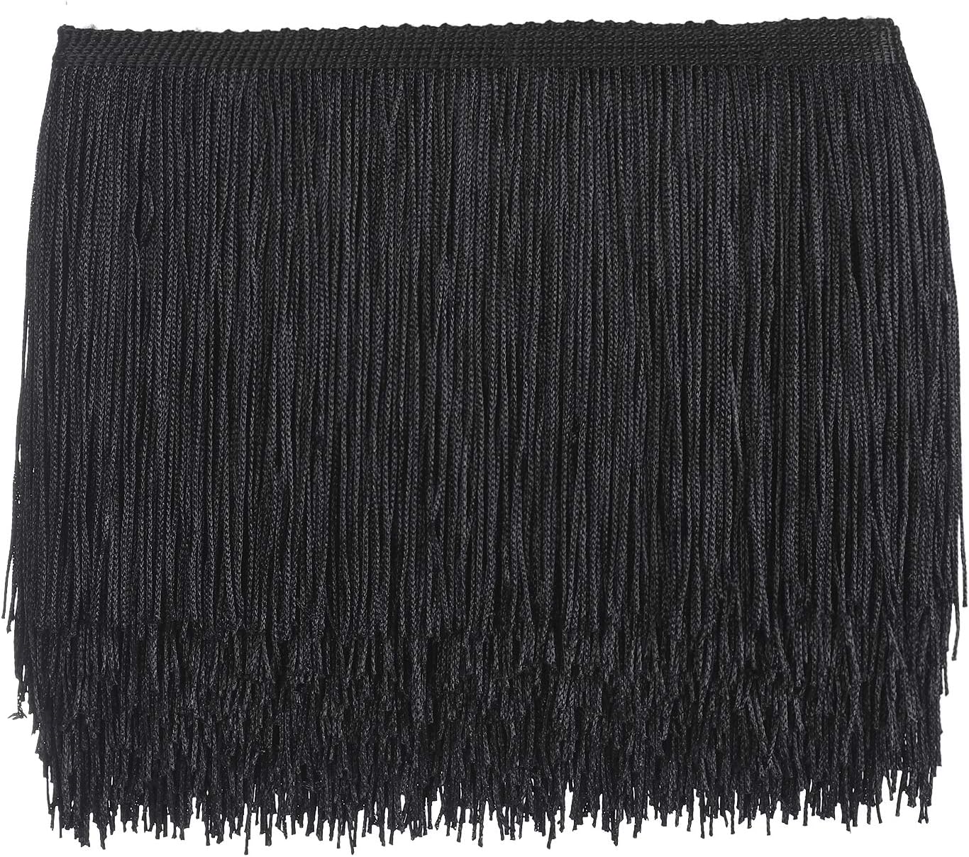 AWAYTR 10 Yards Sewing Fringe Trim - 6in Wide Tassel for DIY Craft Clothing and Dress Decoration (Black, 6 Inches Wide)