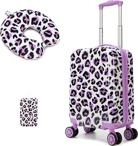 Kids Luggage with Spinner Wheels Carry on Suitcases for Girls 2 Piece Luggage Sets 16" Toddler Suitcase for Kids Rolling Suitcase, zibaowen, Medium, Patterned