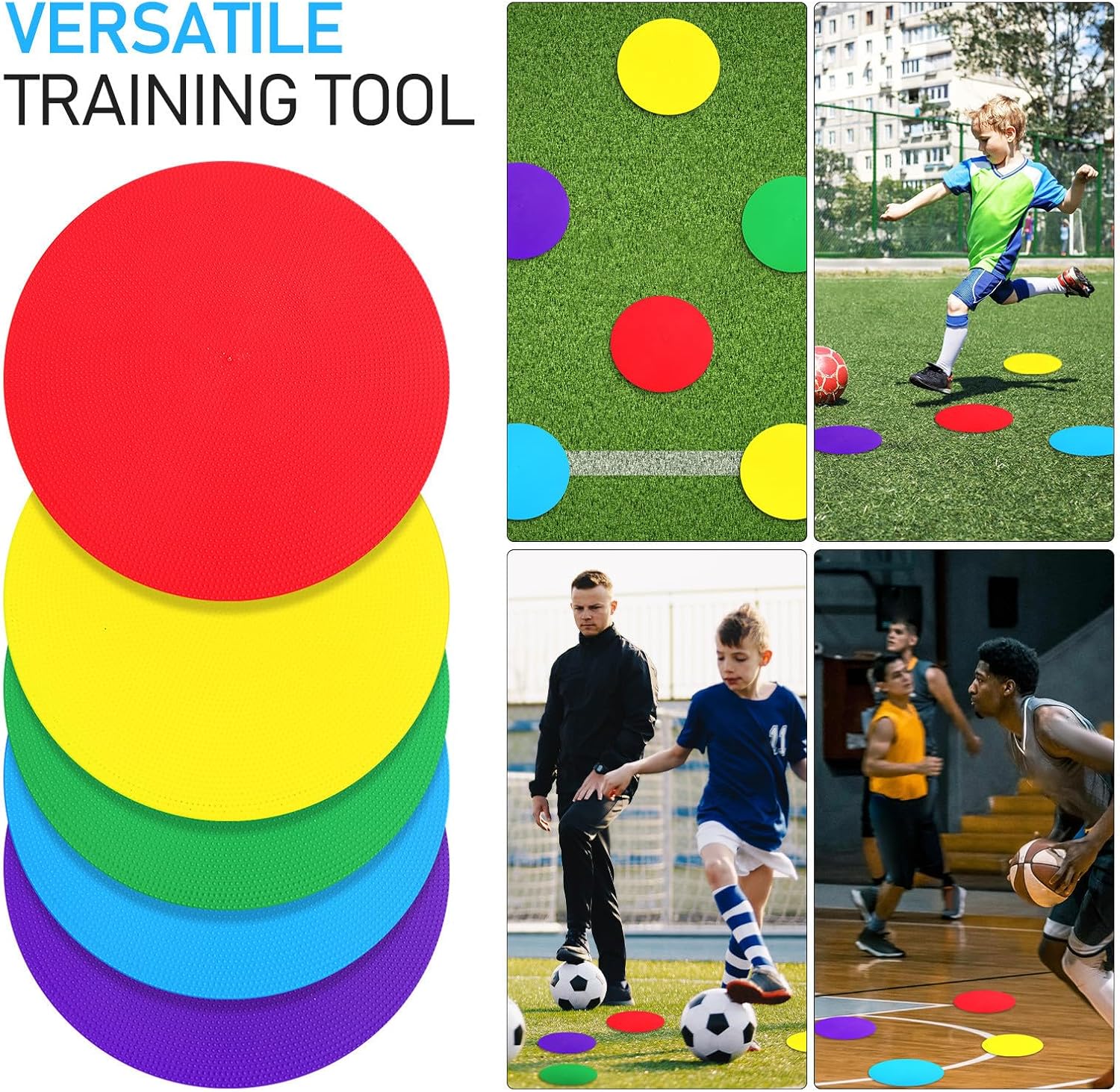 10 Pcs Circular Plastic Spot Markers for Soccer and Basketball Training, Sturdy Floor Markers Enhancing Safety, for Football Party Decor and Practice Sessions