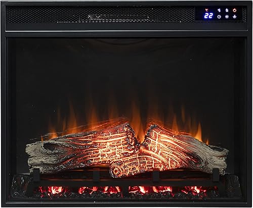 SEI Furniture Caja de fuego eléctrica con pantalla táctil de 23" con control remoto, color negro