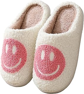 Meik Mangni Slippers with Cheerful Face, Women’s, Men’s, Soft, Plush, Retro, Comfortable, Warm, Trendy Slippers for Indoors and Outdoors, 35–46 EU