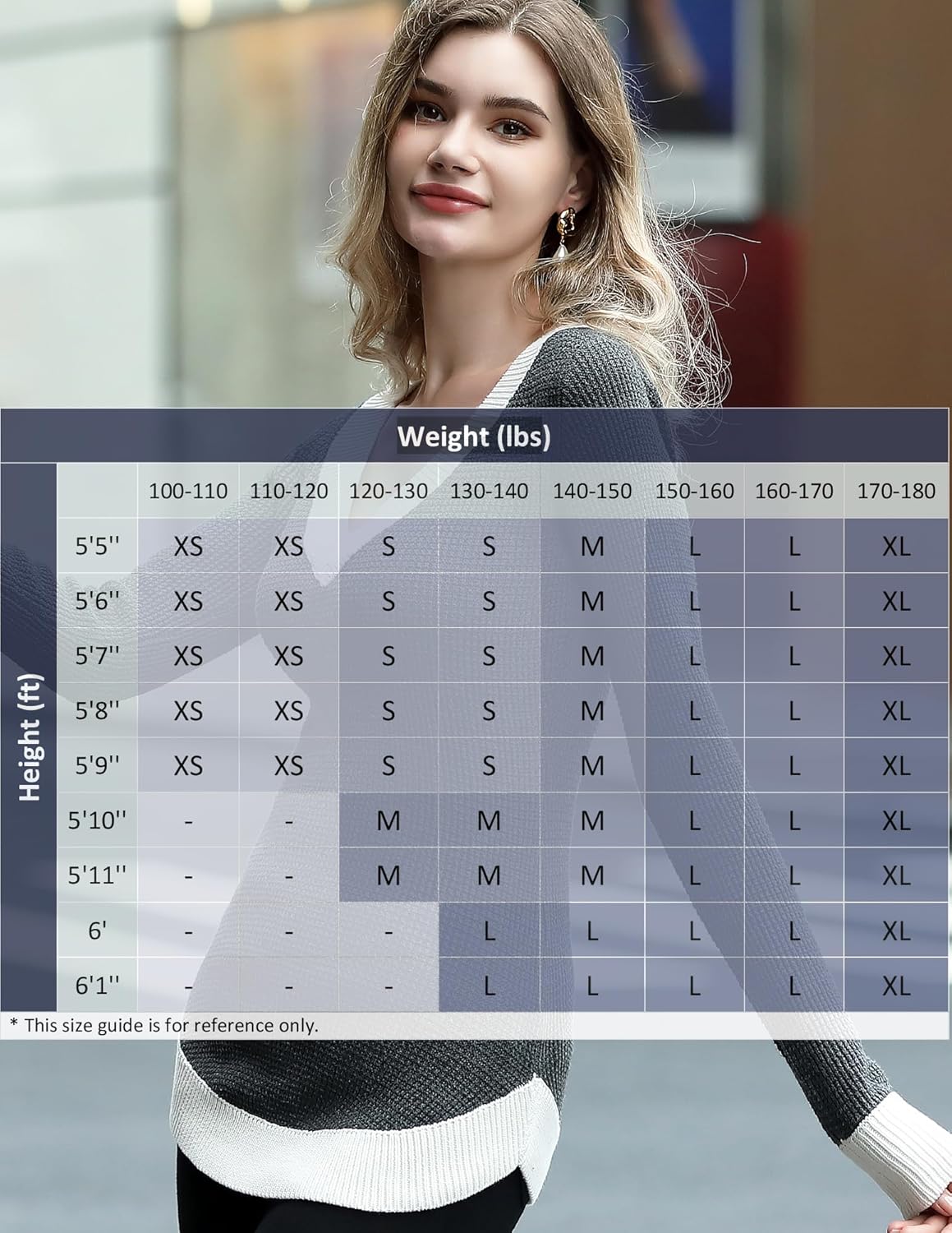 AmélieBoutik Women Cotton Blend V Neck Color Block Long Sleeve Curve Hem Sweater - Image 2