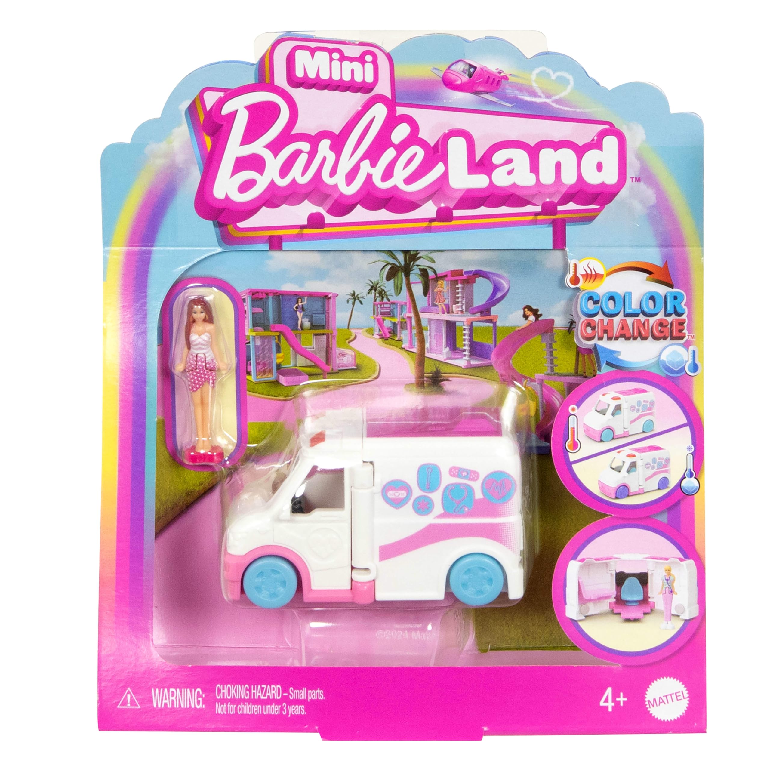 Barbie Mini BarbieLand - Supermercato, set con mini bambola e accessori inclusi, scaffali per prodotti, bancone per la cassa e carrello della spesa, giocattolo per bambini, 4+ anni, JCR32