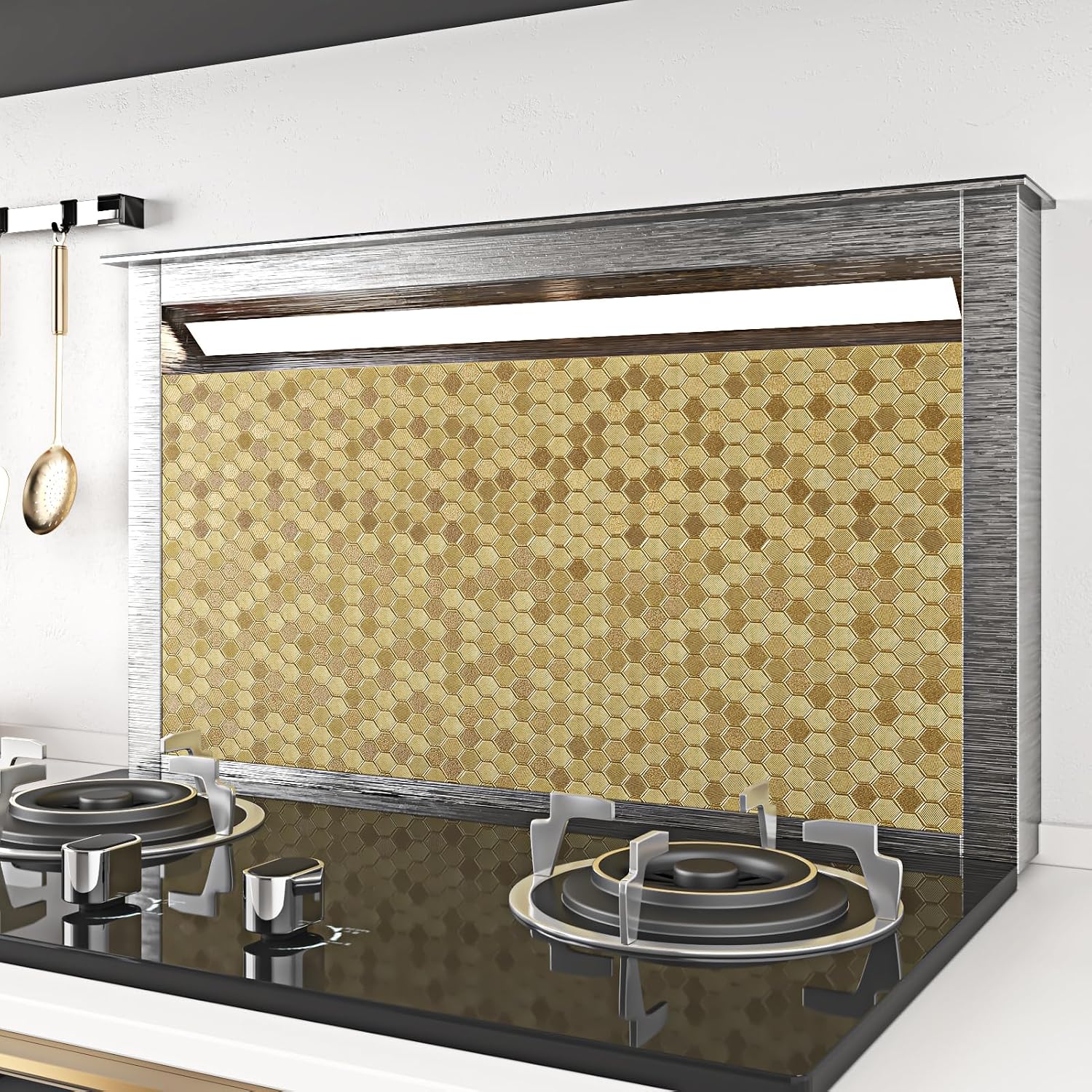 WESTICK Gold Contact Paper for Countertops 15.8"x394" Textured Gold Refrigerator Vinyl Wrap Peel and Stick Stainless Steel Wallpaper Heat Resistant Golden Fridge Vinyl Wrap for Appliances Cabinets