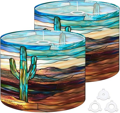 Miniatura 31 de Linen Drum Lamp Shades 1 Pack Easy Assembly 13’’ W x 10’’ H Mid Century Vintage 1950s Modern Retro Geometric Lattice Replacement Lamp Shades for