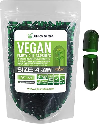 XPRS Nutra Cápsulas vacías de tamaño 4, 500 cápsulas veganas vacías pequeñas, cápsulas vegetarianas expresas, cápsulas vacías vegetarianas, cápsulas