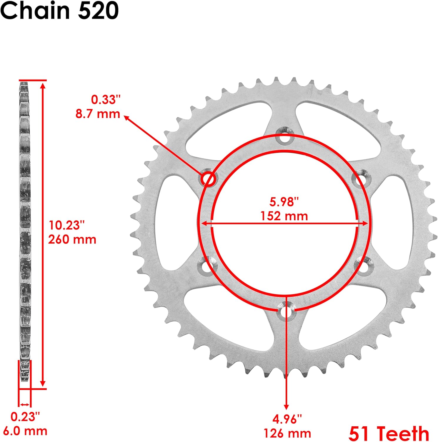 Caltric Red Drive Chain And Sprocket Kit Compatible with Honda Cr125R 1987-1996 1998 1999 2002