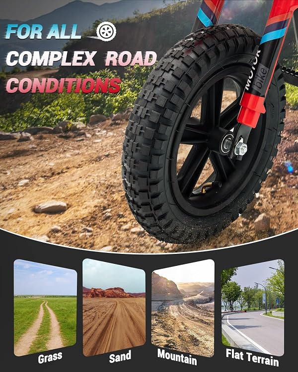 24V Electric-Dirt-Bike for Teens, 12" Fat Tire Electric Motorcycle with Hydraulic Brakes & Spring Suspension, 130lbs Max Load, 350W Brushless Motor, Mountain Off-Road Motorcycle for Boys Girls by Nasitip - Image 6