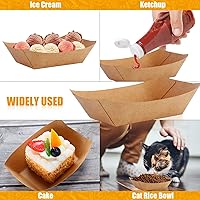 Vista 7 de Paquete de 300 bandejas desechables para perros calientes Nacho, bandeja de comida de papel kraft para servir alimentos, barco, papel, barco