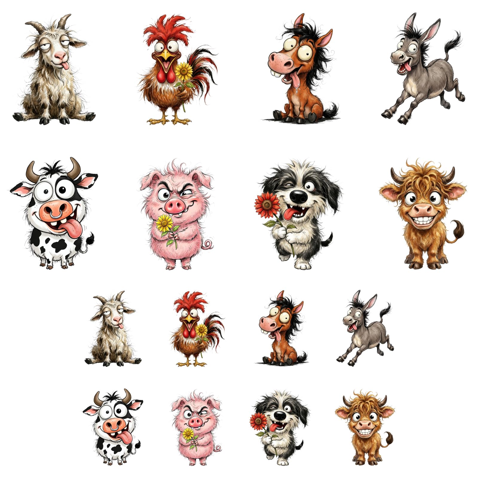 ANATTASOUL 16Pcs Comical Animals Iron on Transfers for T-Shirts DIY Craft — image 1