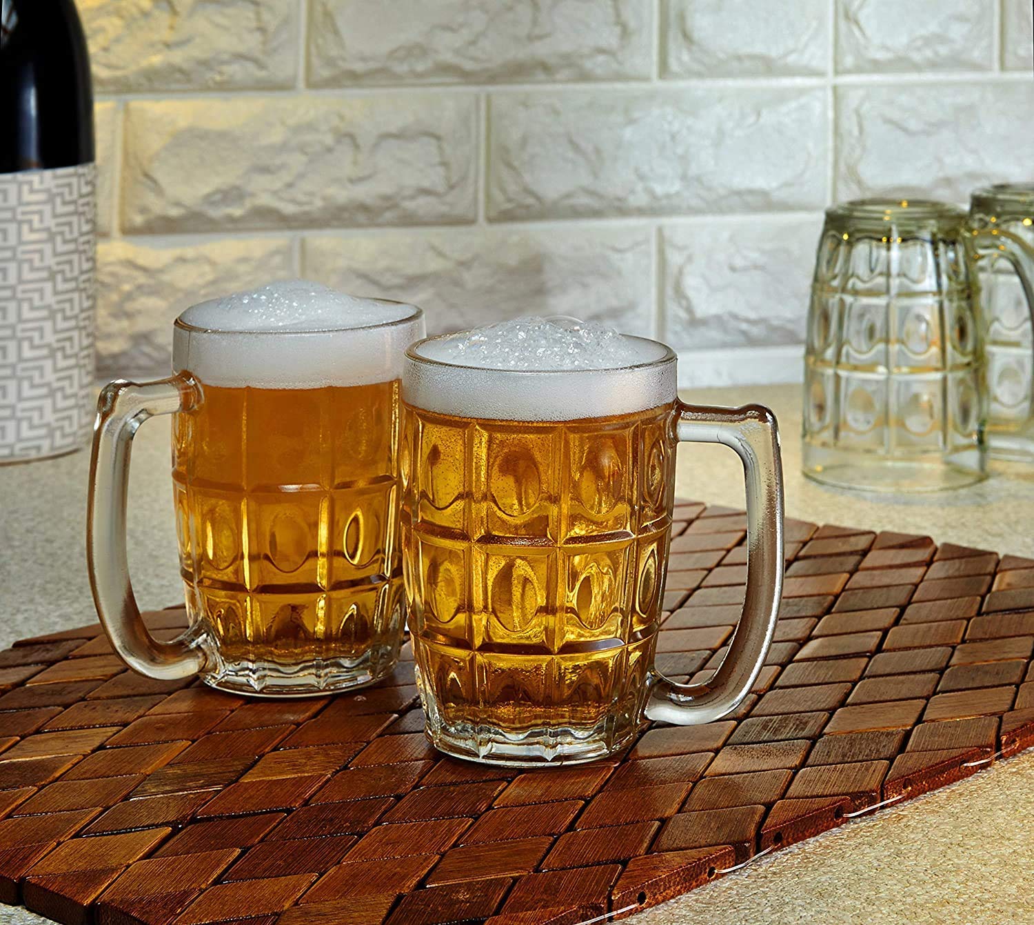 CINSHU International Italian Style Jumbo Beer Mug | Set of 4 Pieces | 400ML (Best Product for Daily USE) - Image 7 thumbnail