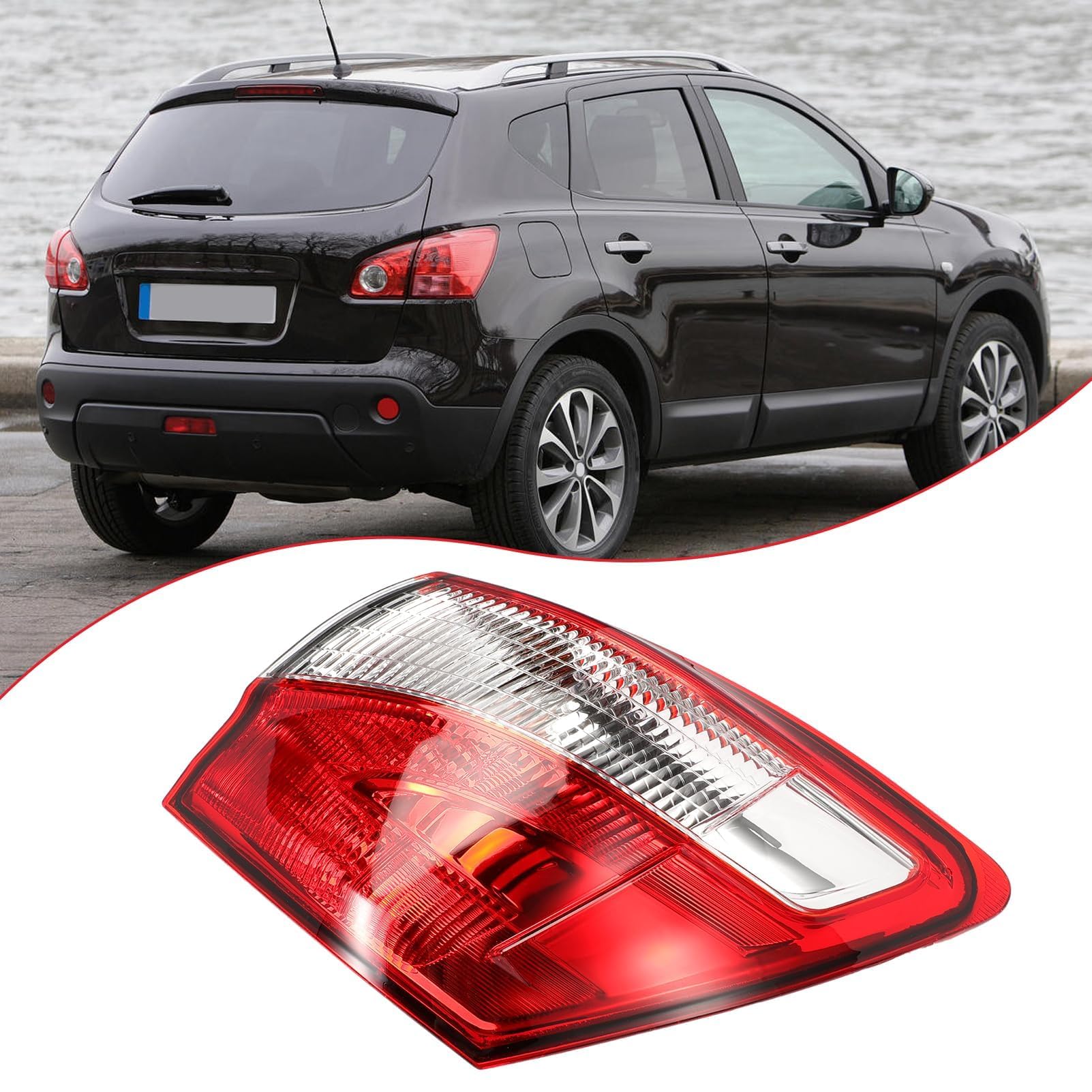 Fanale posteriore Destro per Qashqai J10 SUV 2010-2014 Gruppo Fanali Posteriore per Qashqai 5 e 7 posti Luci Posteriore 26555BR00A ULT115003 Gruppo Faro Posteriore
