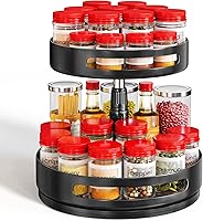 SAYZH 2-Tier Lazy Susan Spice Organizer - Height Adjustable Metal Turntable Rack for Cabinet, Countertop, Pantry (10 Inch)