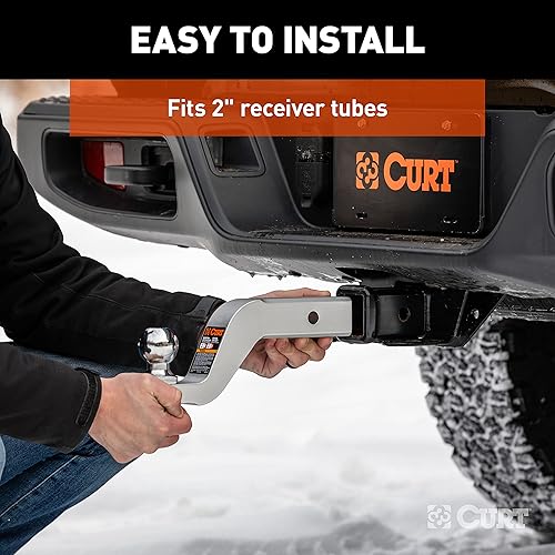 Miniatura 5 de CURT 45361 Soporte de bola de enganche de remolque de aluminio, se adapta a receptor de 2 pulgadas, 8,000 libras, orificio de 1 pulgada, caída de 4