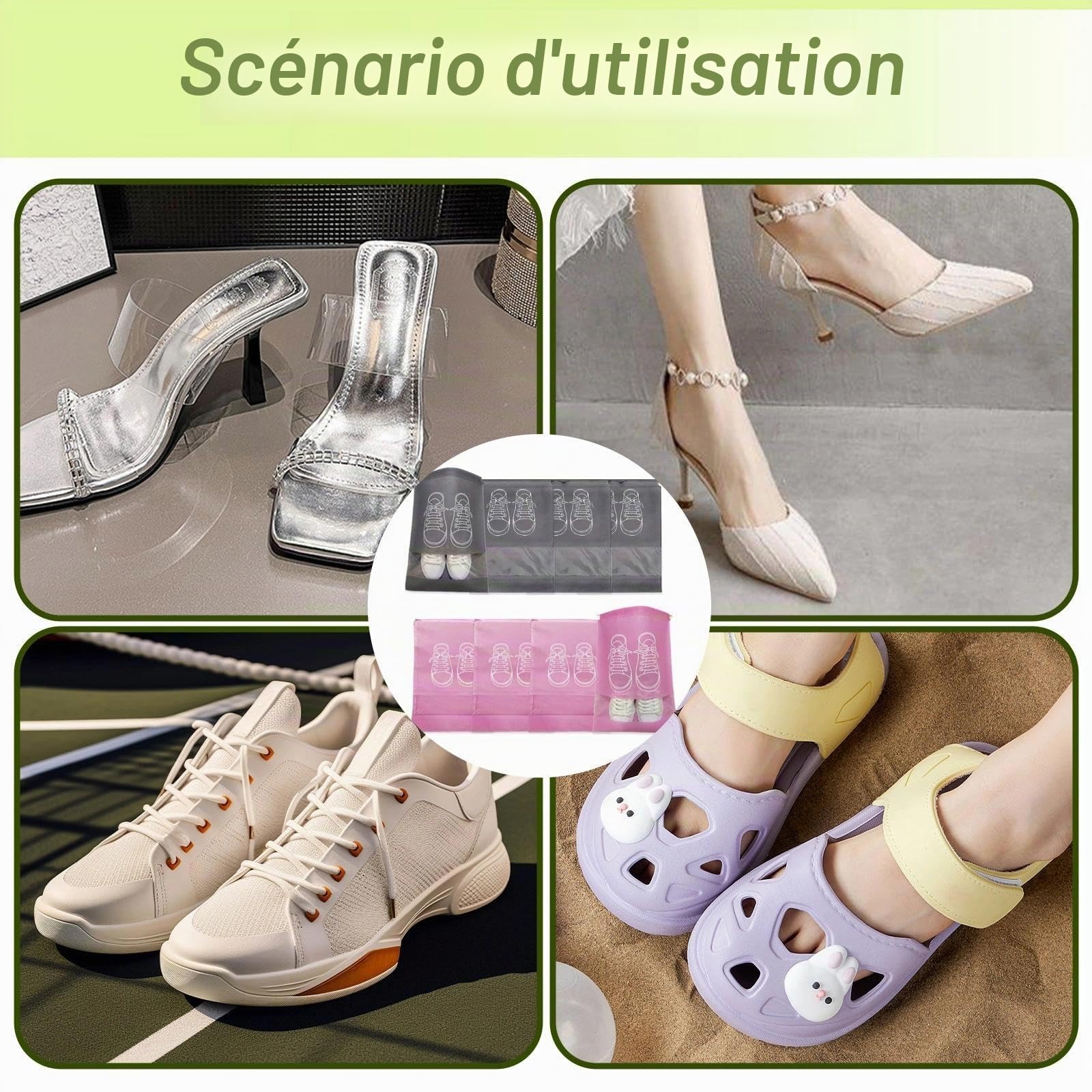 Lot de 8 grands sacs de rangement pour chaussures, anti-salissure, avec cordon de serrage résistant à la poussière, sacs à chaussures, portables, accessoires de voyage, pour le sport