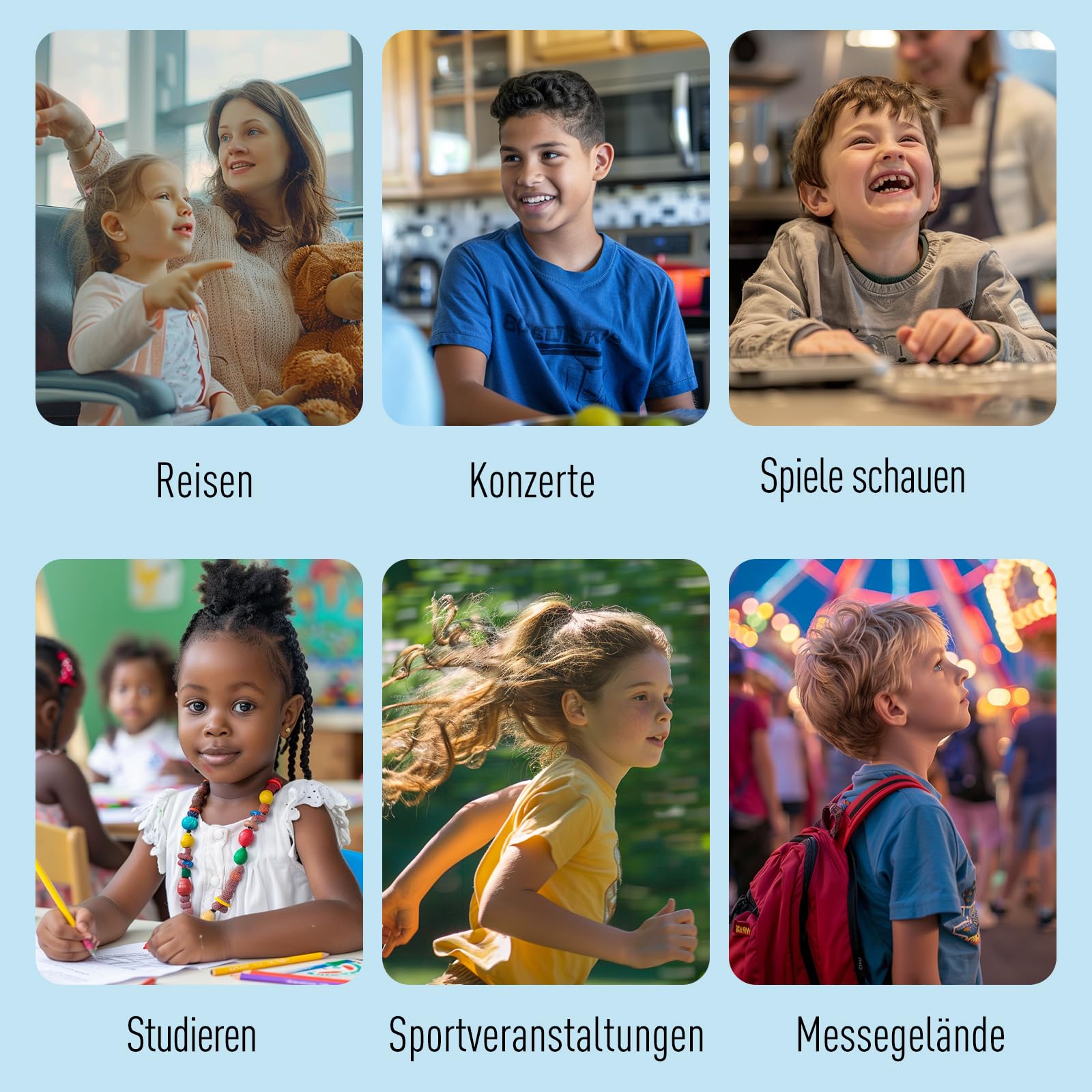 Hearprotek 28dB gehörschutz ohrstöpsel kinder 6-12 Jahre, gehörschutzstöpsel lärmschutz ohrenschutz kinder für Schule konzentration,konzert,flugzeug,schwimmen,schlafen,adhs hilfsmittel,Reisen