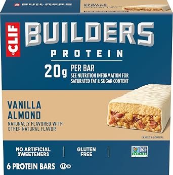 CLIF BUILDERS Protein Bars, Vanilla Almond, 20g Protein, 6ct