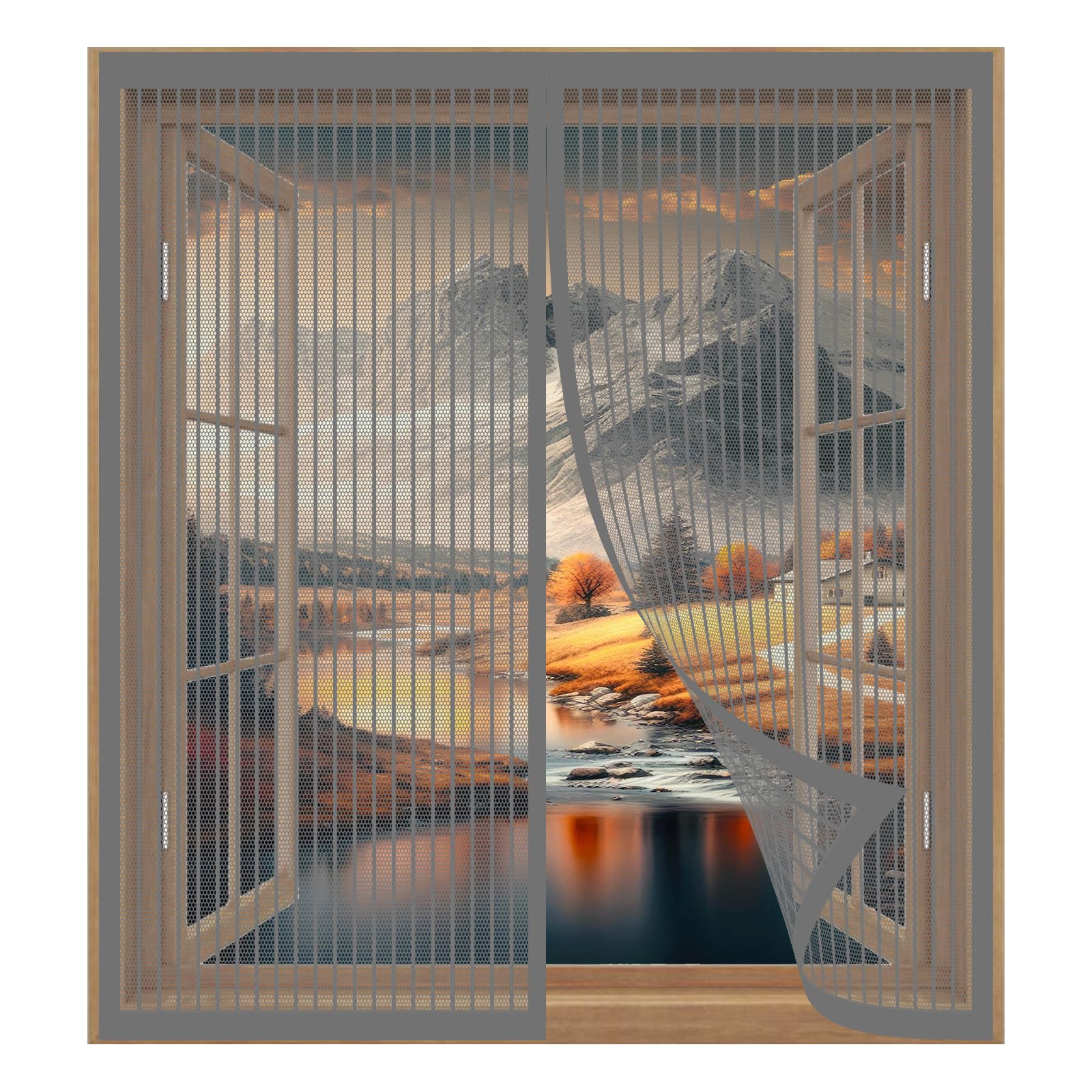 Adjustable DIY Magnetic Fly Screen Window 53 x 135 cm Easy Installation No Drilling Or Screwing Powerful Magnets for Windows Nets to Keep Bugs Out, Grey