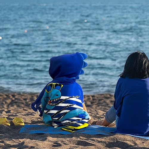 Miniatura 6 de Toallas de playa con capucha para niños  Toalla de baño para niños de 4 a 10 años, toallas de piscina para niños, de secado rápido, ligero poncho de
