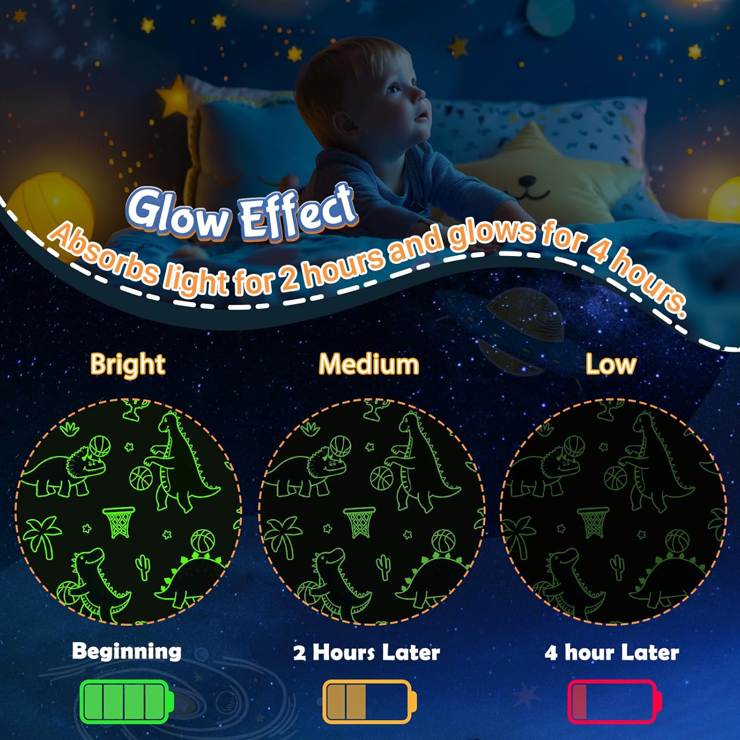 Boulou Dinosaur Toy Gifts Blankets Glow in The Dark for Boys Girls, Dino Basketball Hoop Bed Decor for Kids Teens, Fun Dinosaurs Toys Gift for Age 3 4 5 6 7 8 9 10 Year Old Kids Birthday Christmas - Image 3