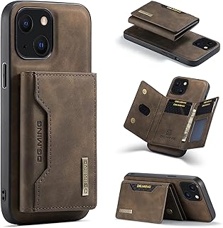SZHAIYU 2 in 1 Detachable Back Cover Compatible with iPhone 13 Wallet Case with Card Holder Leather Pocket Slim Phone Cases 6.1' (Coffee)