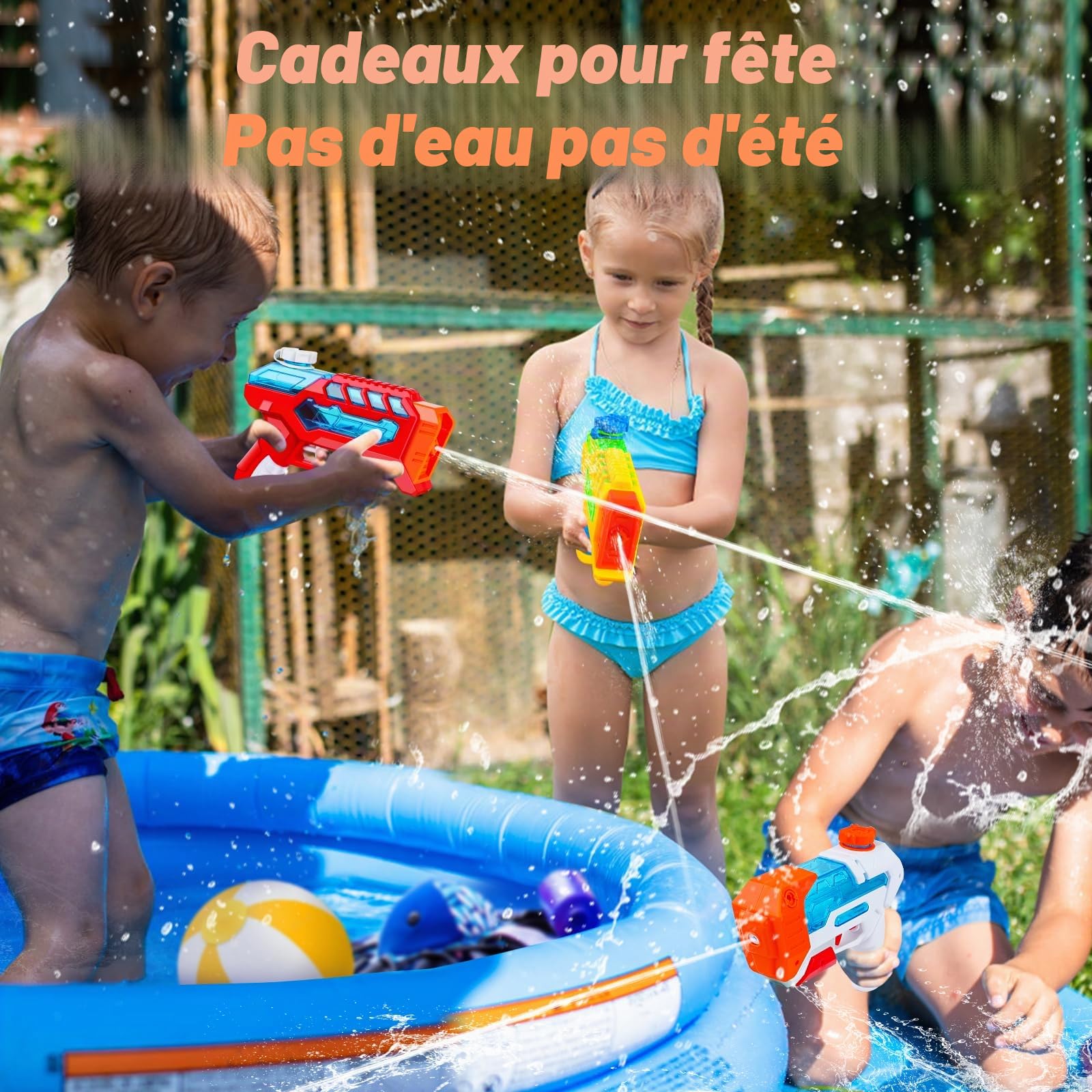 Quanquer Pistolet a Eau pour Enfants 4 Pcs_Mini Pistolet à Eau, portée de 7 mètres, Super Pistolet à Eau, pour Adultes, fêtes, été, Piscine, Plage, Jouets Aquatiques pour Enfants, extérieur