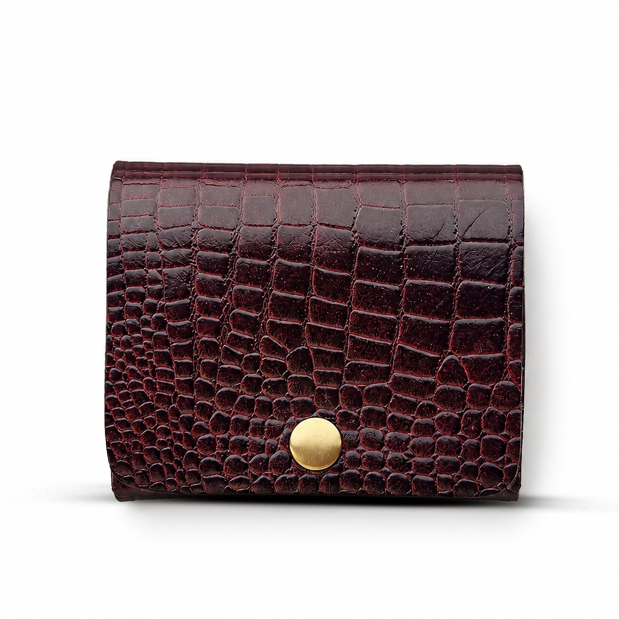Turtle Textured Genuine Leather Batua Wallet for Men & Women | Handcrafted Maroon Leather Cash & Card Holder | Snap Button Closure | Compact Ethnic Money Pouch-image-41
