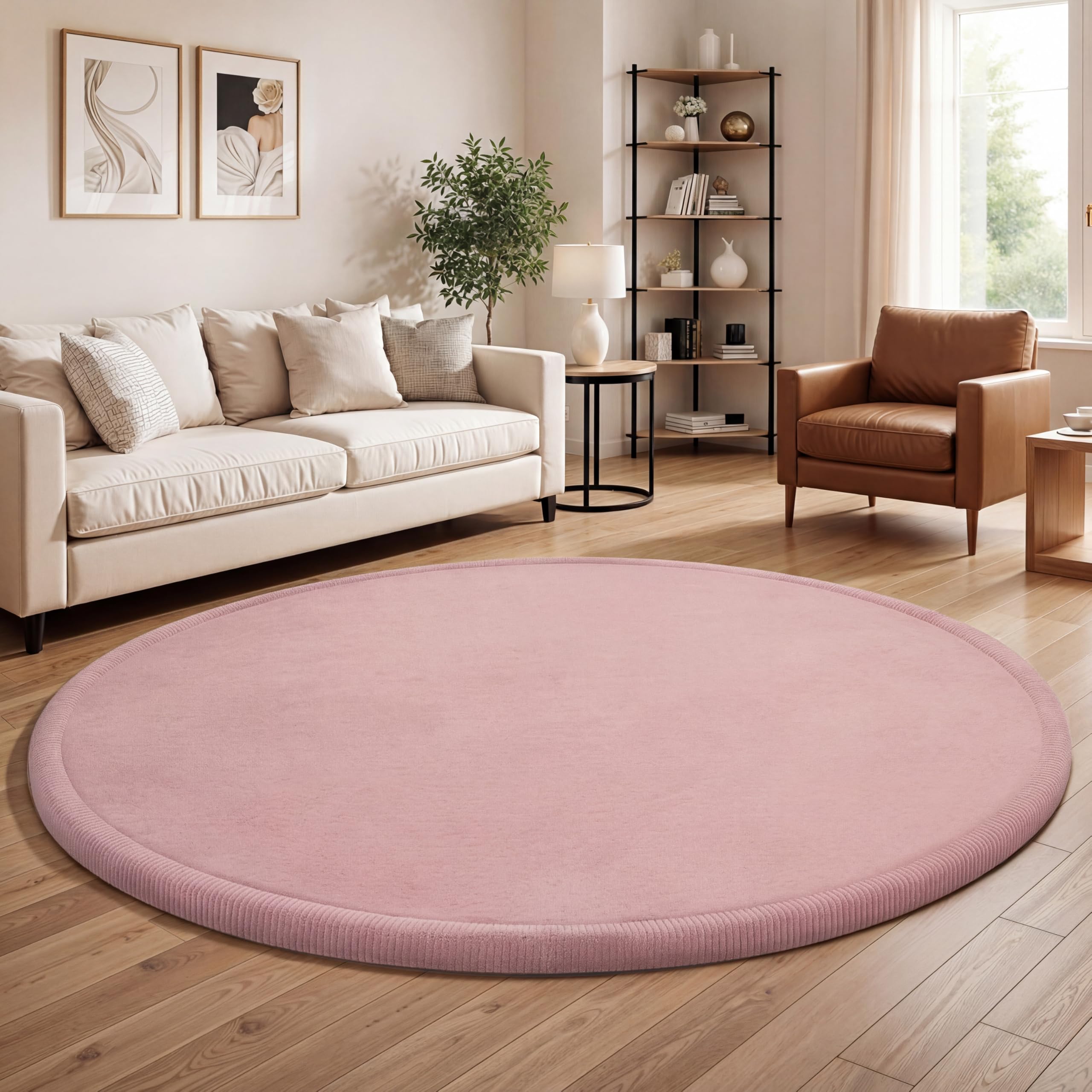 Paco Home Teppich Kinderzimmer Kinderteppich Baby Spielteppich Krabbeldecke Krabbelmatte Weich rutschfest Jungen Mädchen Deko, Grösse:80 cm Rund, Farbe:Pink