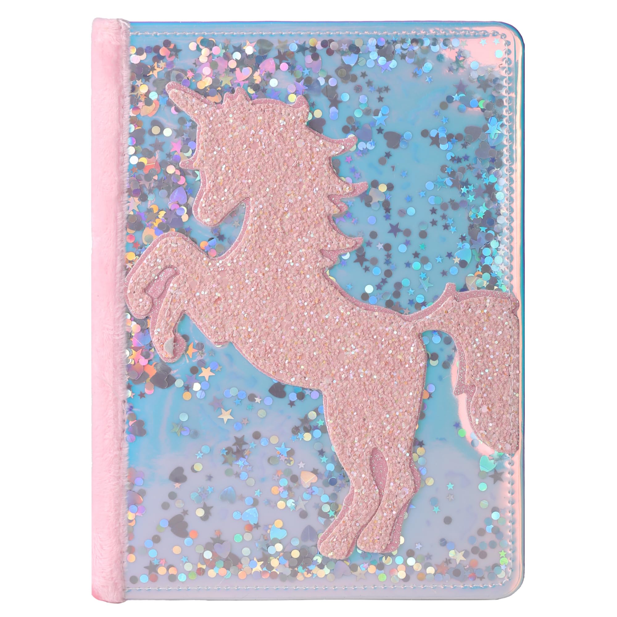 TIEFOSSI Unicorn Glitter Diary for Girls, Gift for 6 7 8 9 10-12 Year Old Girl, Fluffy Diary for Kid, A5 Lined Notebook for Writing Drawing, Cute Unicorn journal for Girls