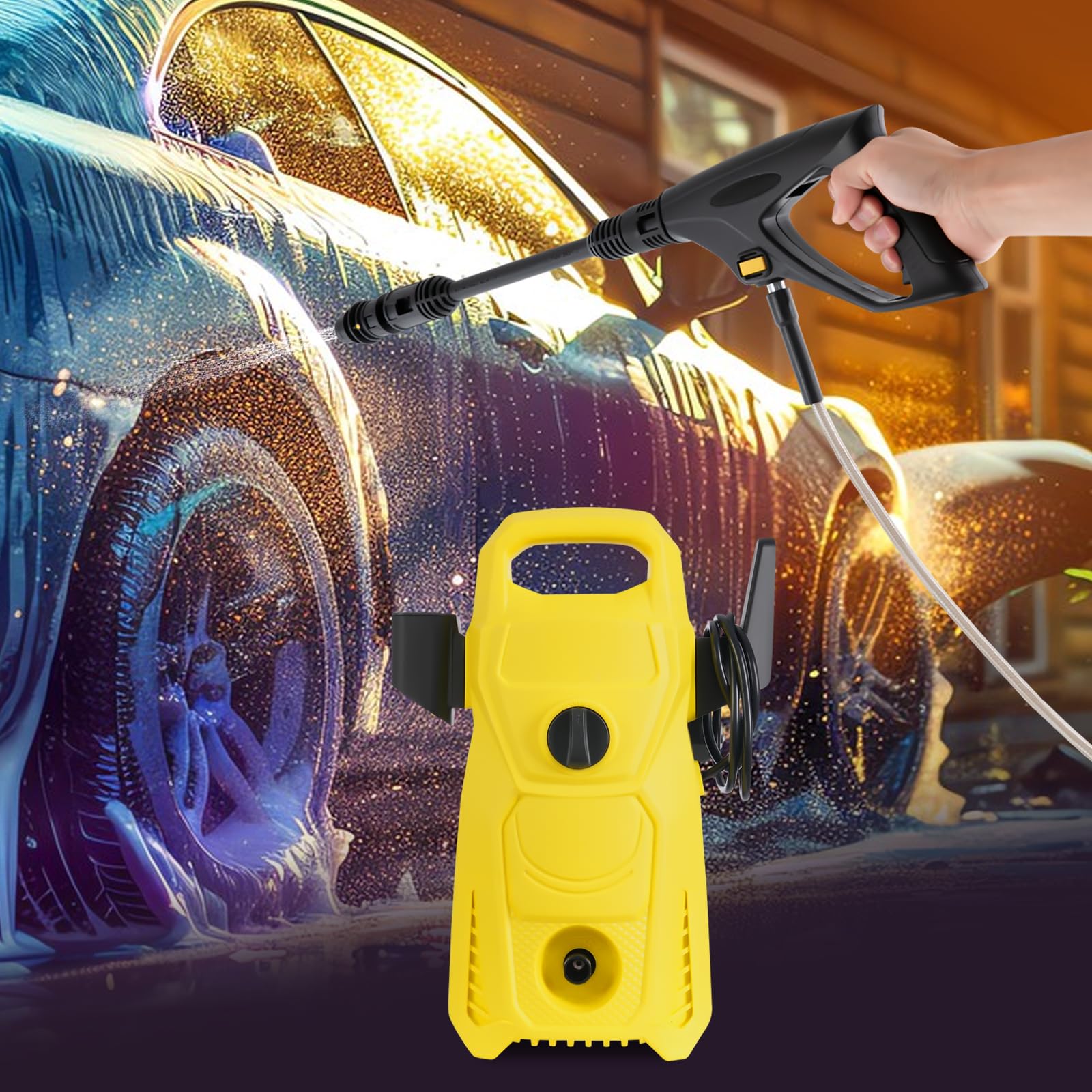 Limpiador de alta presión (3000 W, máx. 150 bar, asa, conexión de agua, limpieza multimodo, incluye pistola, manguera, lanza, boquilla)