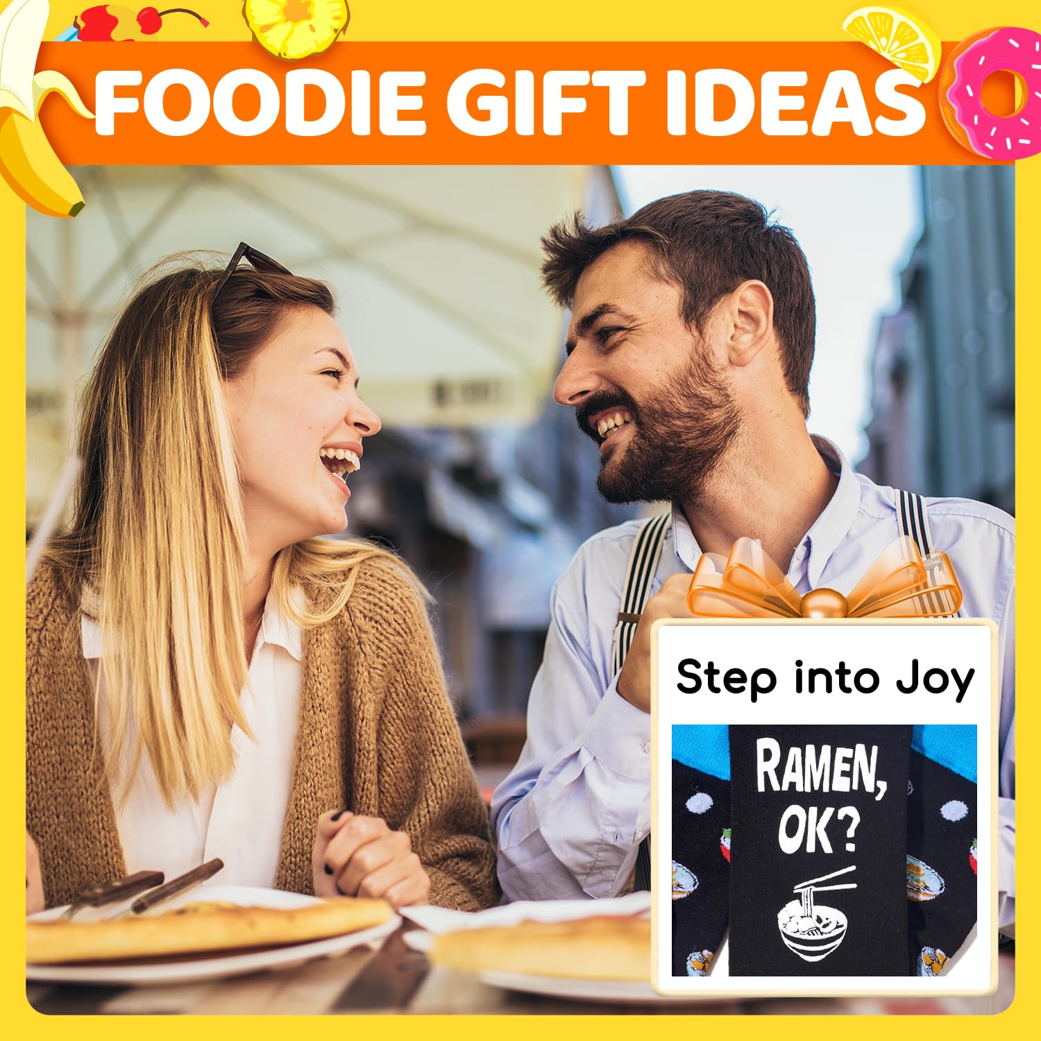HAPPYPOP Food Gifts for Men Women - Funny Unisex Pickle Ramen Noodle Socks 2 Pack