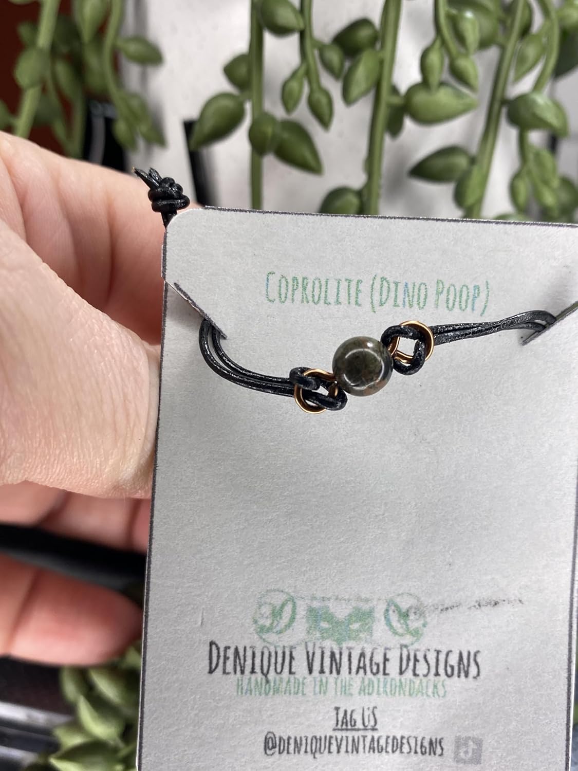 Coprolite Fossil Real Dinosaur Poop Adjustable Friendship Bracelet on Copper- Bronze-Steel-Black Iron-Silver-Titanium-BlackNiobium-14KGold-14K Rose Gold Metal Wire on a Leather or Waxed Cord