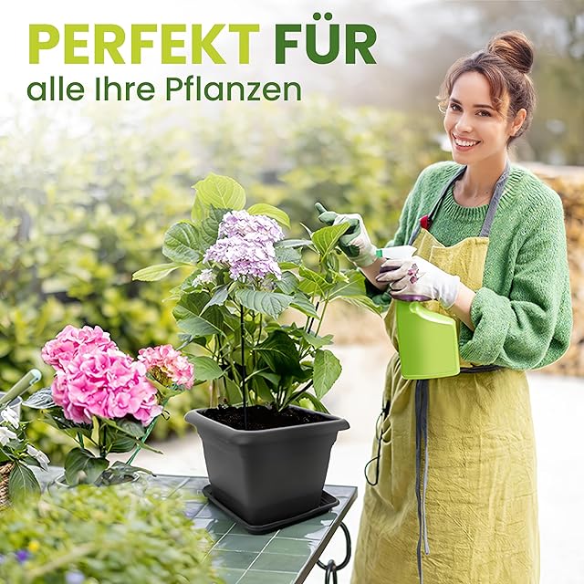 2friends 2friends Pflanzkübel Groß 48x48 cm 2er Set Anthrazit, Blumenkübel XXL Außen Garten Terrasse, Blumentopf Robust & Modern für Draußen  — Pflanzkübel