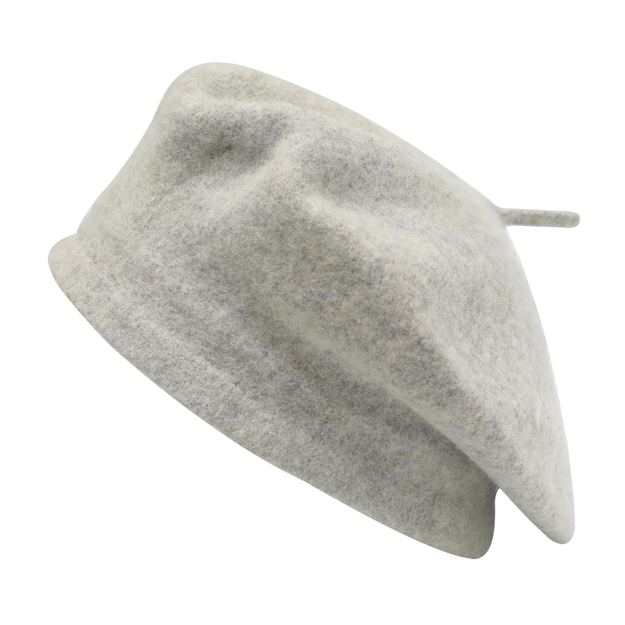ZLYC Wool Kids Beret Hat Girls Solid Color Artist French Beret Cap(Heather Grey),One Size