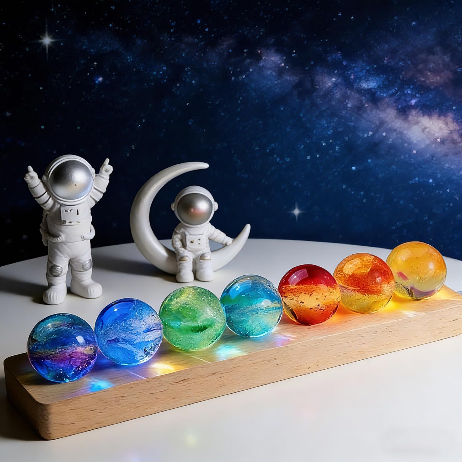7 Colors Crackle Crystal Ball with LED Stand, 40mm Chakra Healing Stones for Meditation Reiki Energy Balance, Spiritual Decor Glass Sphere Lamp Night Light Gifts