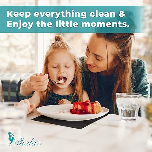 Miniatura 5 de Nikalaz Juego de 6 manteles individuales de cuero reciclado (18 x 13 pulgadas, negro)