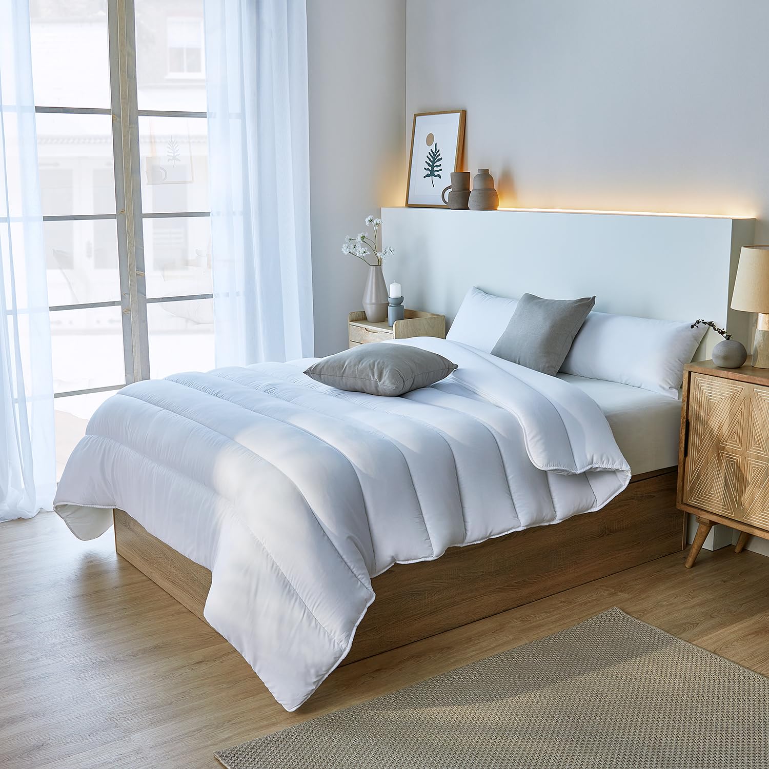 PIKOLIN Home - Edredón Nórdico 240x220 cm, Relleno Cama 150/160, Fibra 500 gr Invierno, Tratamiento Aloe Vera, Dermoprotector y Transpirable, Piel Sensible