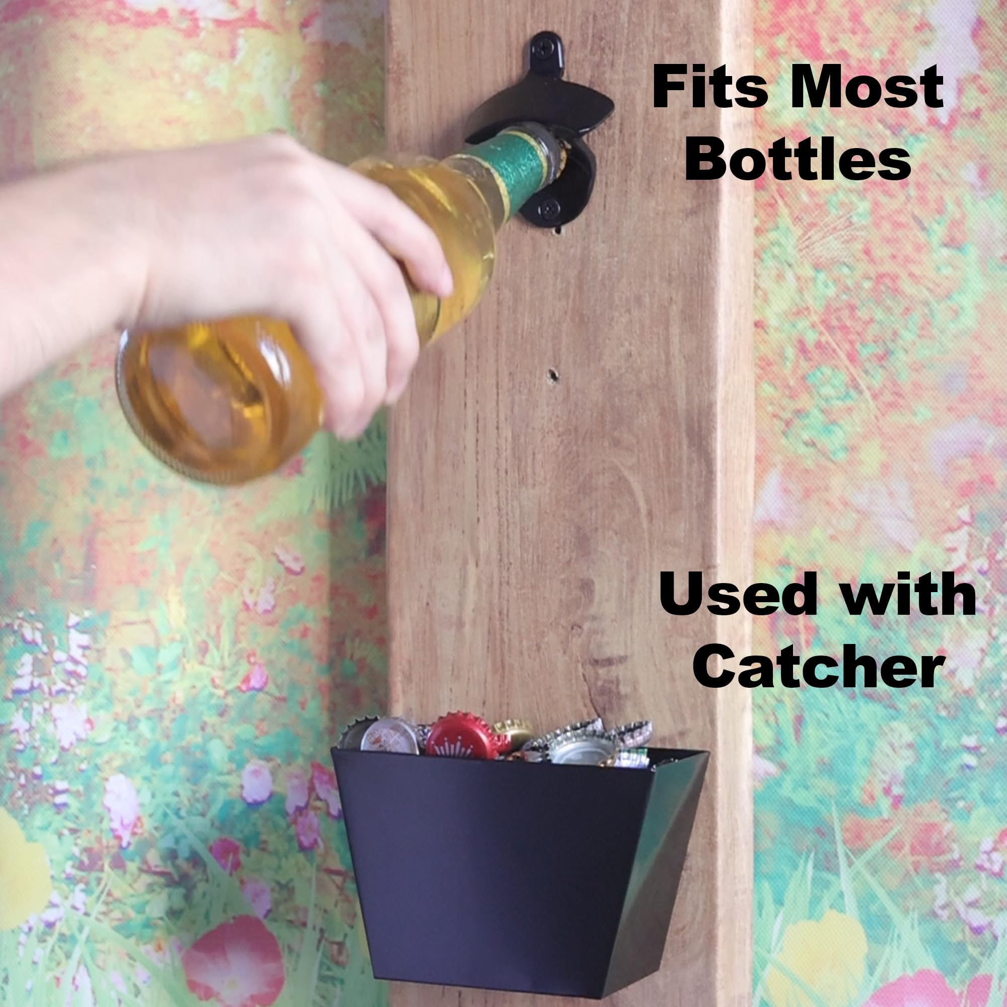 10 abridores de botellas para montar en la pared, negro, de metal inoxidable, para botellas de cerveza, en blanco, para manualidades de madera