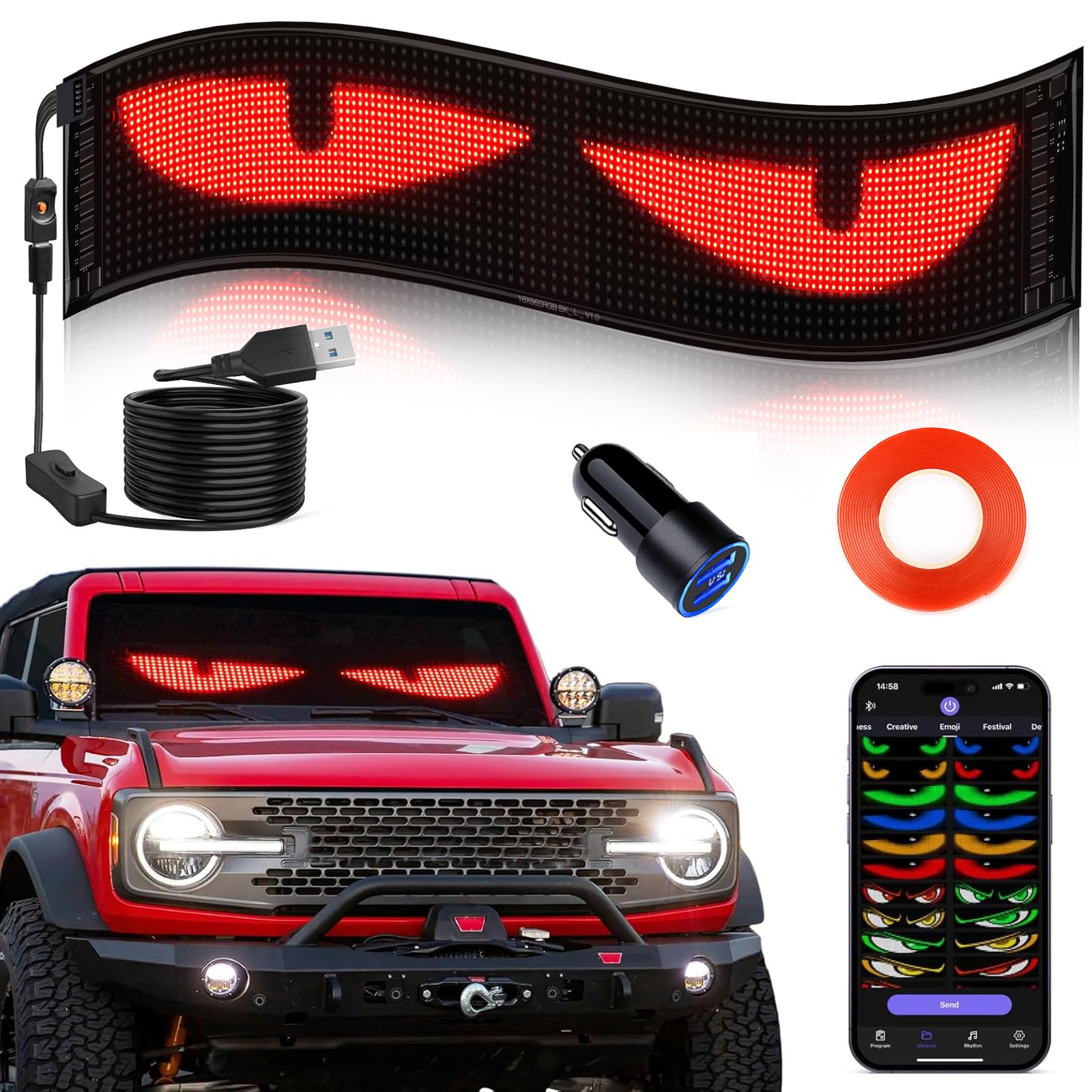 Amazon.com: VDIKKS Synchronize Devil Eyes Light for Cars, 14.6”X3