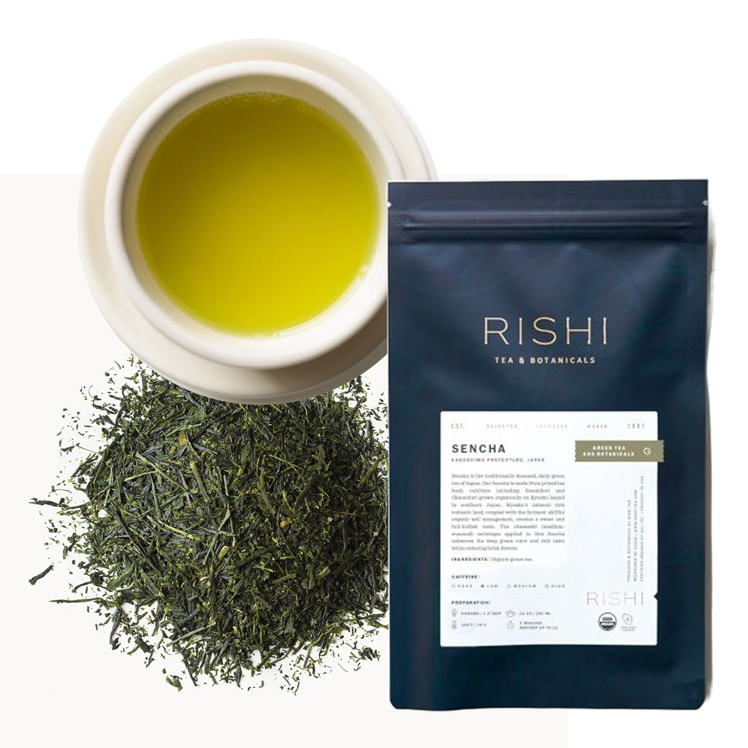 Rishi Tea Sencha Green Tea - Organic Sachet Bags, Caffeinated Japanese Green Tea, Enjoy Hot or Iced - 15 Count (Pack of 6)