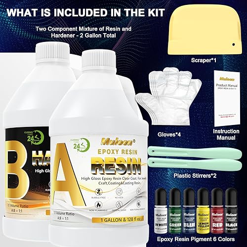Miniatura 2 de Resina epoxi de 2 galones, kit de resina epoxi transparente, 2 partes de resina de fundición para arte, sin amarilleo, sin burbujas, autonivelante,