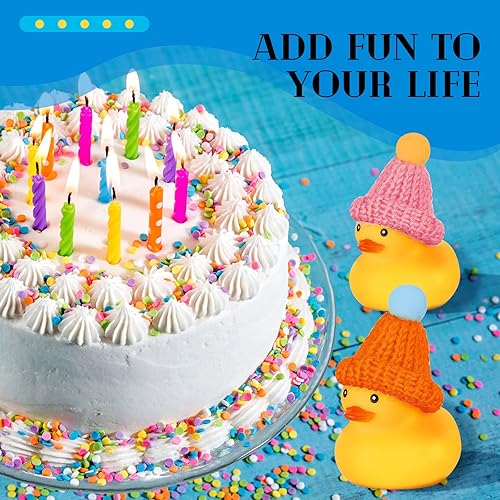 Miniatura 5 de Chivao 12 patos de goma con 12 lentes de sol, sombreros, gorros, bufanda, pequeños patos de crucero a granel, juguetes de bañera para regalo del día