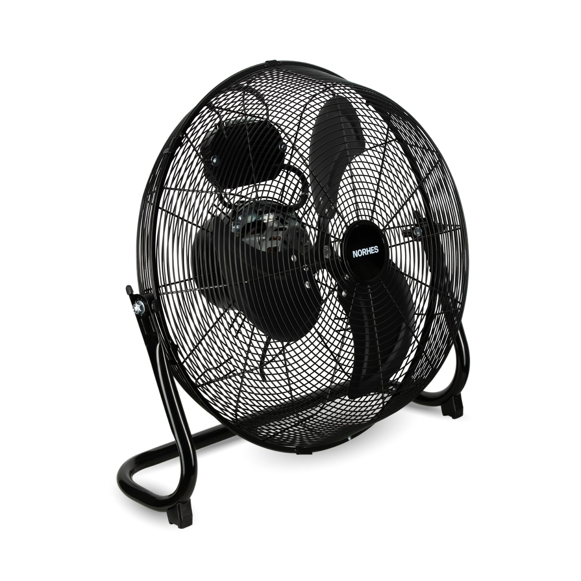 Soleq Ventilador de Suelo Industrial Negro. Motor de 90W. 3 Aspas Metálicas Ø51cm. Flujo de Aire Potente. 3 Velocidades. Basculación 90º. Base Antideslizante.