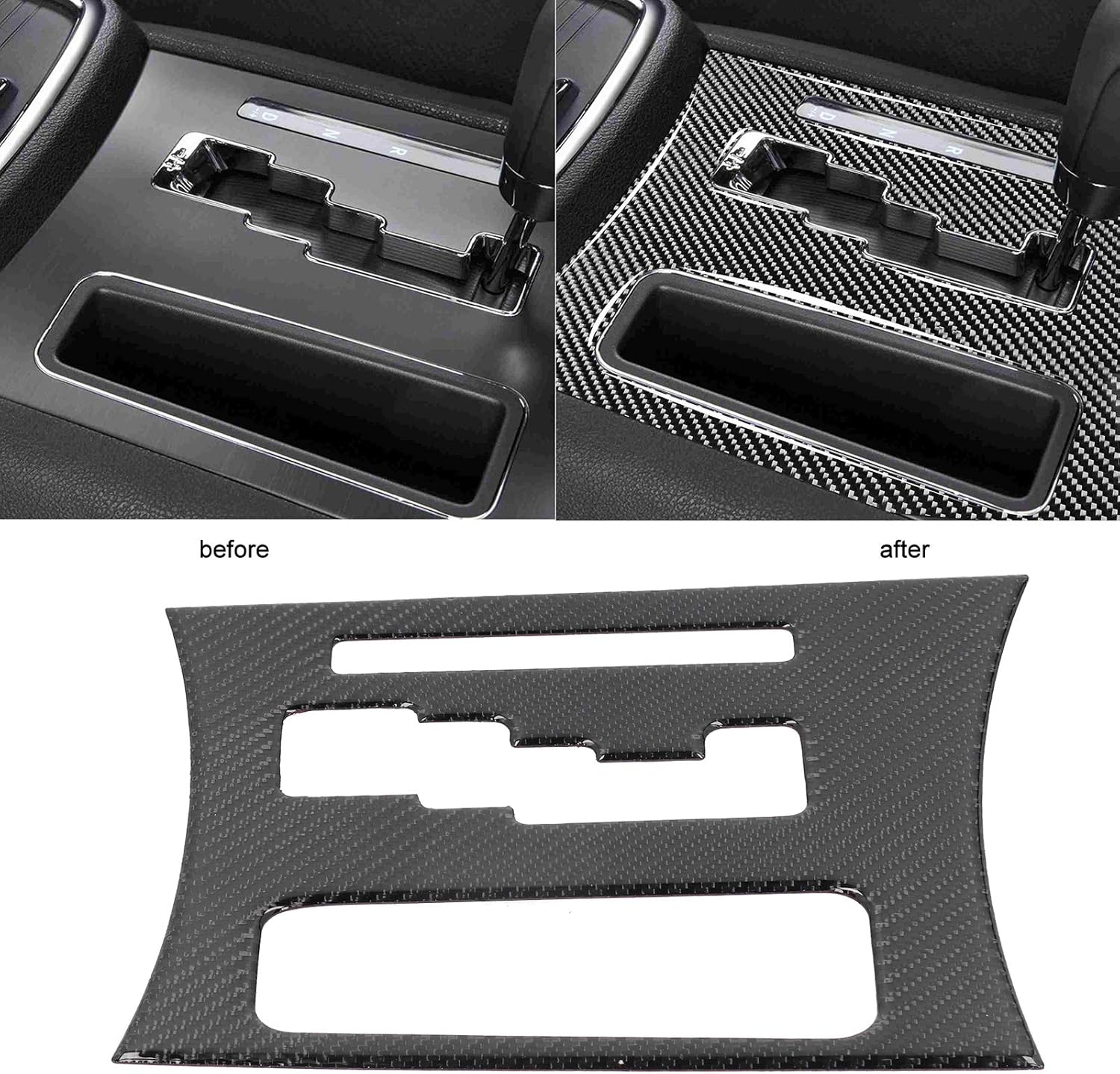 Akozon Carbon Fiber Pattern Center Console Gear Shift Panel Cover Trim Central Control Panel Frame Decor for 2011-2014(Auto)