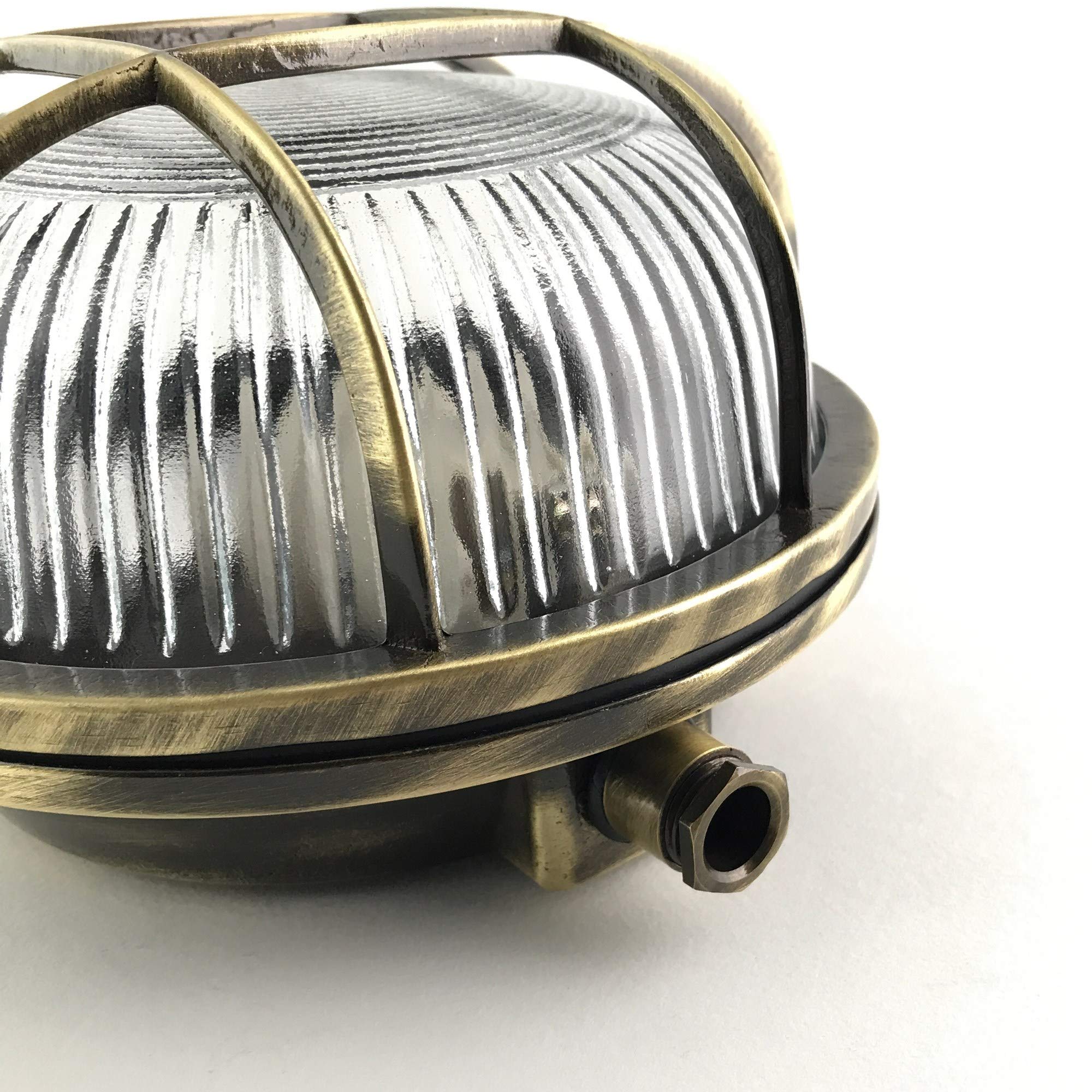 Lampada da paratia rotonda in ottone IP64 KsH e Co Athena