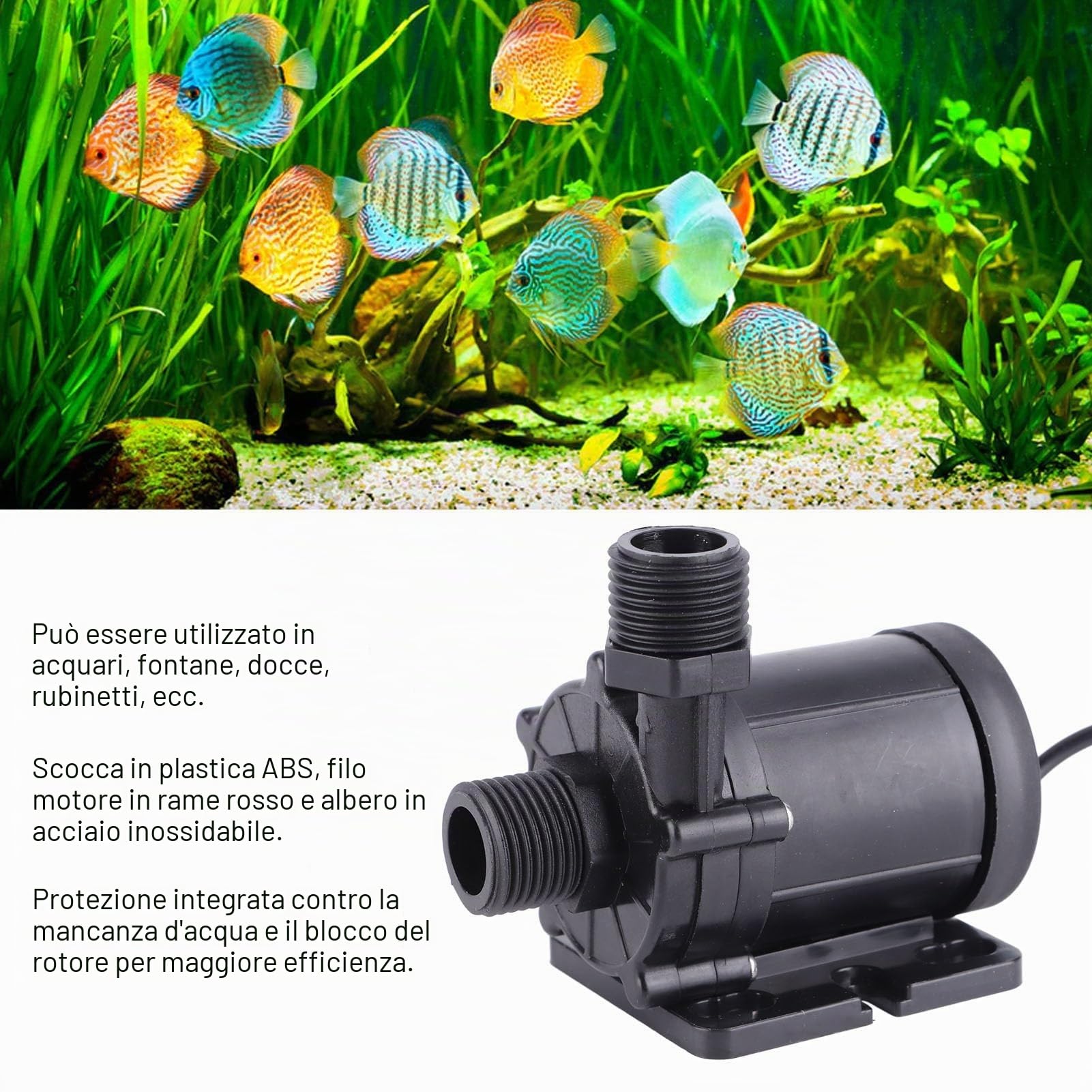 Pompa Booster Autoadescante a Membrana 12V 30W, 13L/min, Corpo in ABS, Motore in Rame, con Ventose, 12m di Sollevamento