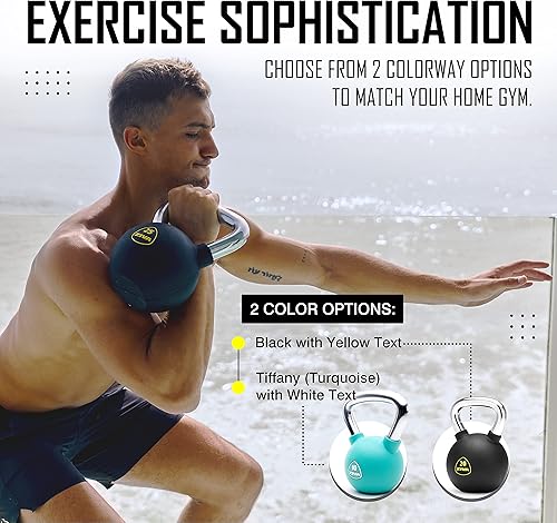 Miniatura 5 de ZIVA - Pesa rusa de acero fundido macizo y caucho virgen de alta calidad, varios tamaños de 5 a 50 libras, diseño sin olor, agarre ergonómico y