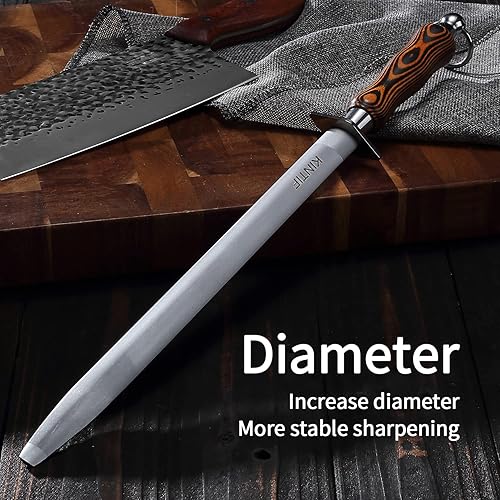 Miniatura 5 de KINTIF Afilador de cuchillos profesional de acero de 10 pulgadas para afilar líneas finas alta dureza acero para afilar cuchillos planos