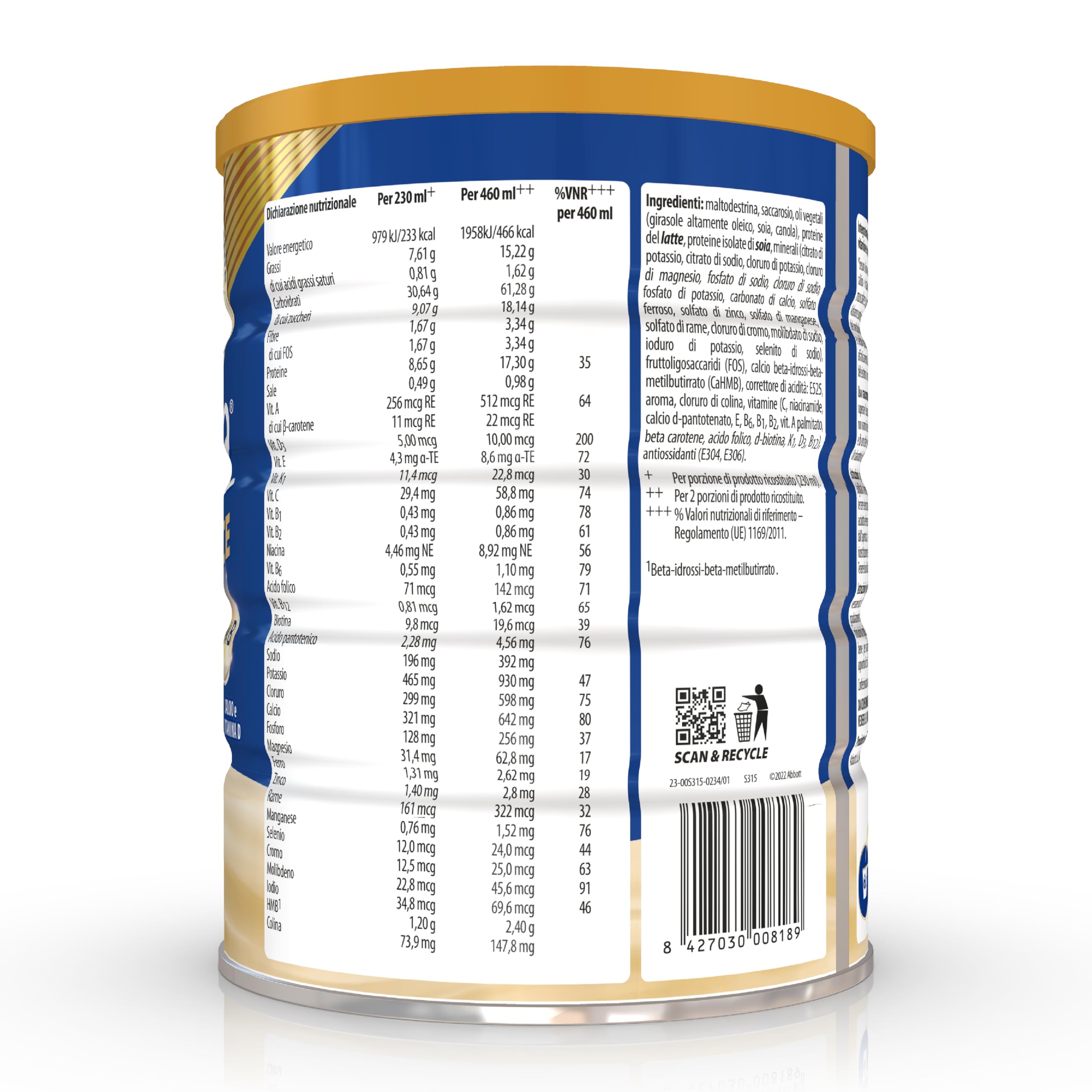Ensure Advance Integratore Alimentare Proteico in Polvere, con 27 Vitamine e Minerali, Integratore Alimentare con Proteine, Calcio e HMB, Confezione 850g, Gusto Vaniglia