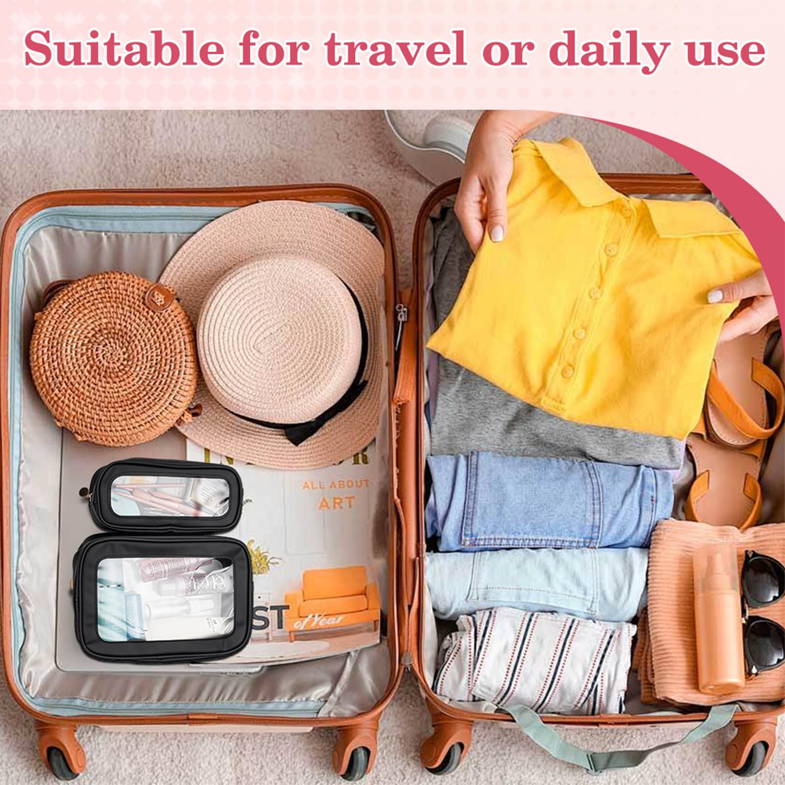 9 bolsas de cosméticos transparentes con cremallera, 3 tamaños, PVC, bolsa de aseo, resistente al agua, portátil, estuche organizador, bolsa para bodas, regalos de novia, viajes, aeropuerto